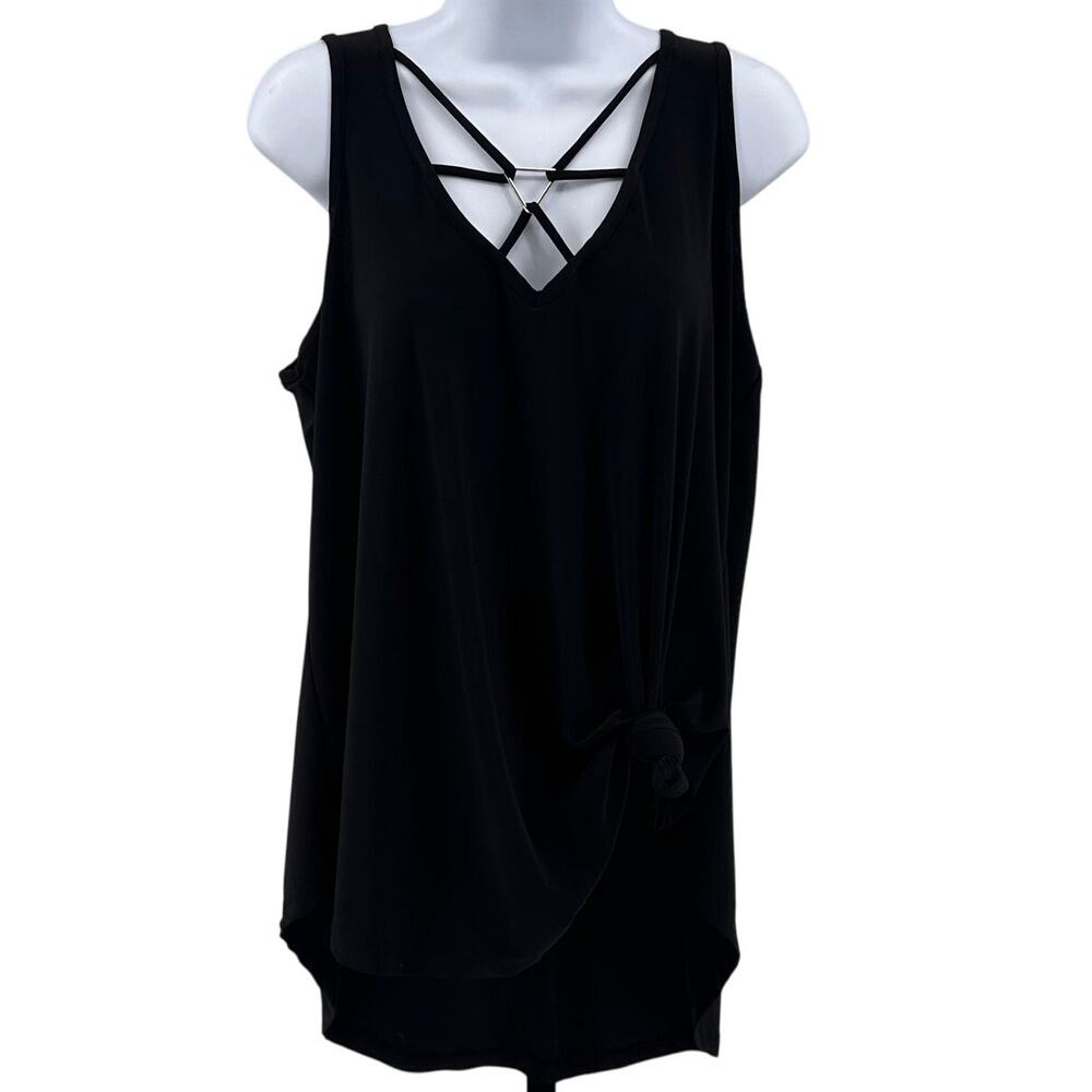 Urban Episode Tank Top Black Womens 1X Sleeveless Pullover Criss Cross Strappy